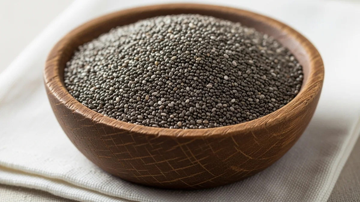 infographie épurée sur fond blanc présentant la composition nutritionnelle des graines de chia pour