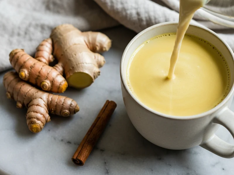 Ingrédients du golden latte : curcuma, gingembre, cannelle et lait végétal